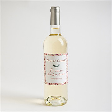 Etiquette de bouteille mariage esperluette liberty - Mise en situation