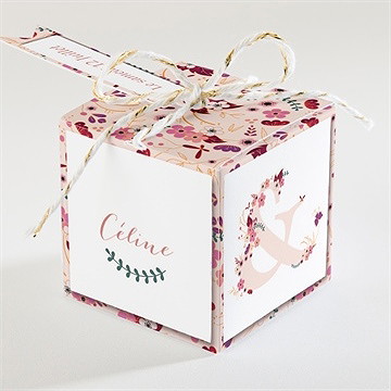 Boîte de dragées mariage esperluette liberty - Dos de la boîte