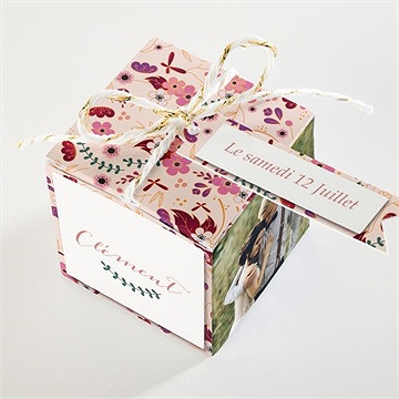 Boîte de dragées mariage esperluette liberty - Dessus de la boîte