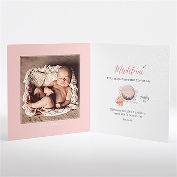 Faire-part naissance végétal pastel photo - Intérieur du faire-part gratté