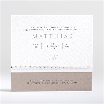 Faire-part naissance 3 délicates photos - Dos du faire-part