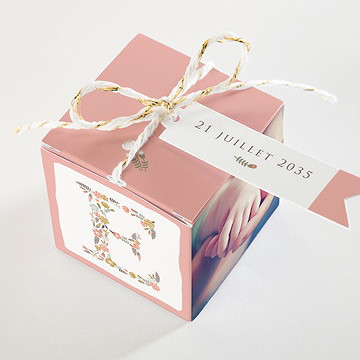 Boîte de dragées baptême initiales à motifs - Dessus de la boîte