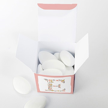 Boîte de dragées baptême initiales à motifs - Intérieur de la boîte