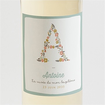 Etiquette de bouteille baptême alphabet original