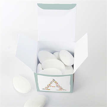 Boîte de dragées baptême alphabet original - Intérieur de la boîte