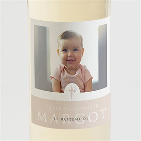 Etiquette de bouteille baptême poésie minimaliste