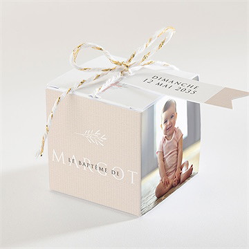 Boîte de dragées baptême poésie minimaliste
