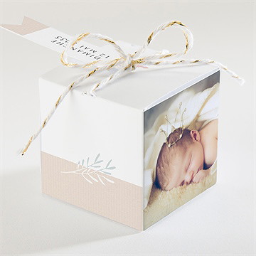 Boîte de dragées baptême poésie minimaliste - Dos de la boîte