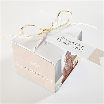 Boîte de dragées baptême poésie minimaliste - Dessus de la boîte