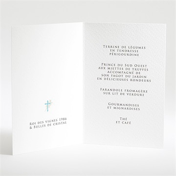 Menu baptême filigrane pastel - Intérieur du menu