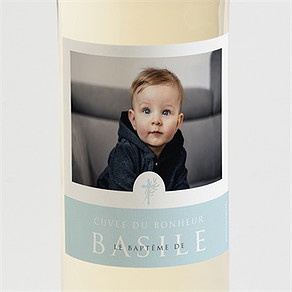 Etiquette de bouteille baptême filigrane pastel