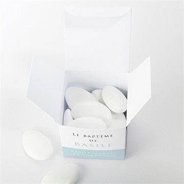 Boîte de dragées baptême filigrane pastel - Intérieur de la boîte