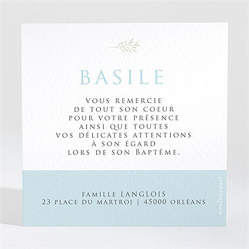 Remerciement baptême filigrane pastel - Dos de la carte