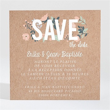 Carton d'invitation mariage délicat dénouement