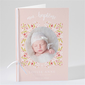 Livret de messe baptême douceur végétale rose
