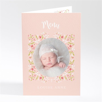 Menu baptême douceur végétale rose