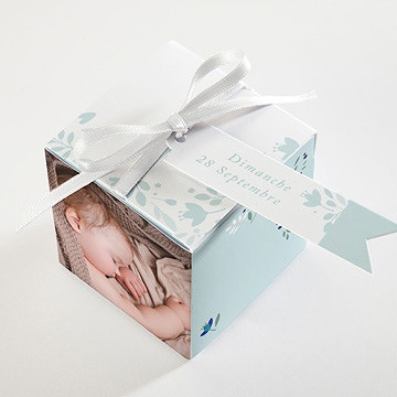 Boîte de dragées baptême confidences - Dessus de la boîte