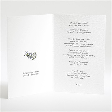 Menu mariage végétal retro - Intérieur du menu