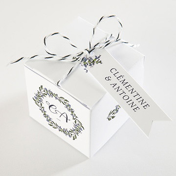 Boîte de dragées mariage végétal retro - Dessus de la boîte