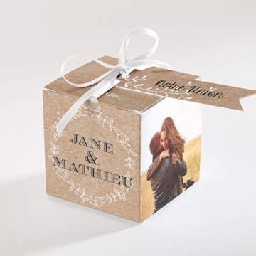 Boîte de dragées mariage kraft en folie