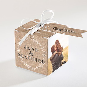 Boîte de dragées mariage kraft en folie