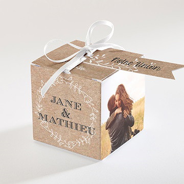 Boîte de dragées mariage kraft en folie