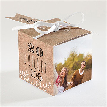 Boîte de dragées mariage kraft en folie - Dos de la boîte