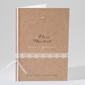Livret de messe mariage kraft et dentelle