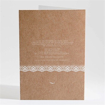 Livret de messe mariage kraft et dentelle - Dos du livret