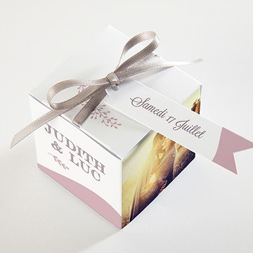 Boîte de dragées mariage roman photo - Dessus de la boîte