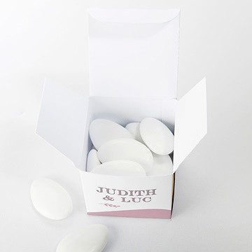 Boîte de dragées mariage roman photo - Intérieur de la boîte