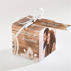 Boîte de dragées mariage boisé