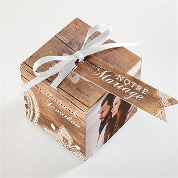 Boîte de dragées mariage boisé - Dessus de la boîte