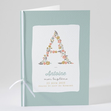 Livret de messe baptême alphabet original pochon
