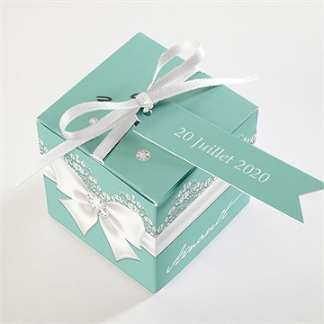 Boîte de dragées mariage strass et paillettes - Dessus de la boîte