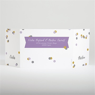 Faire-part mariage doux confettis - Dos du faire-part