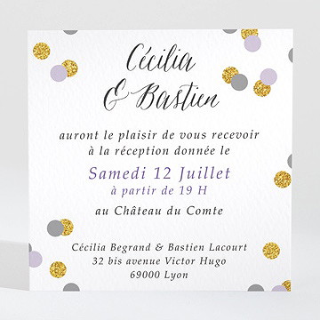 Carton d'invitation mariage doux confettis