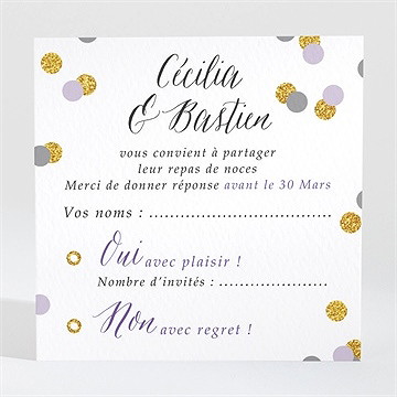 Carton réponse mariage doux confettis