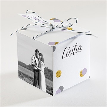 Boîte de dragées mariage doux confettis - Dos de la boîte