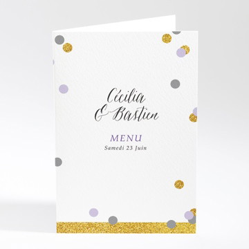 Menu mariage doux confettis