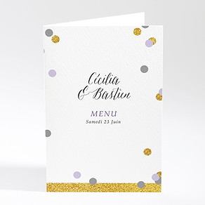 Menu mariage doux confettis