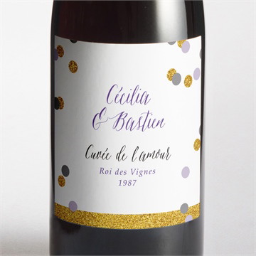 Etiquette de bouteille mariage doux confettis