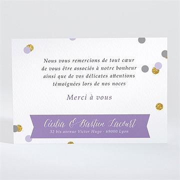 Remerciement mariage doux confettis - Dos de la carte