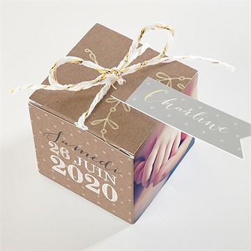 Boîte de dragées baptême bapteme en famille - Dessus de la boîte