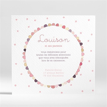 Remerciement naissance pastel photo - Dos de la carte