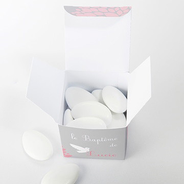 Boîte de dragées baptême tendre bonheur - Intérieur de la boîte