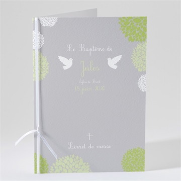 Livret de messe baptême cadre végétal chic