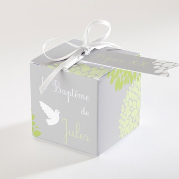Boîte de dragées baptême cadre végétal chic