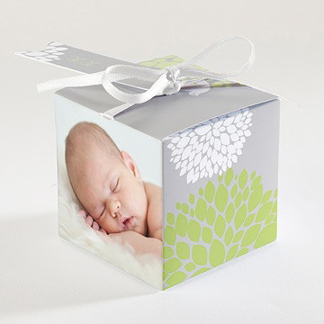 Boîte de dragées baptême cadre végétal chic - Dos de la boîte