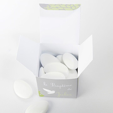 Boîte de dragées baptême cadre végétal chic - Intérieur de la boîte